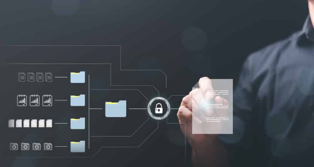 Diverse digitale Ordner und Mensch